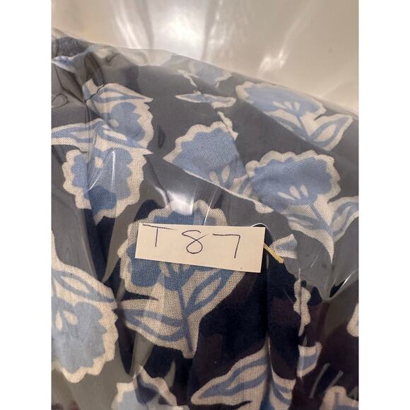 J.Crew Smocked Midi Dress Sz M Cotton Blue Floral Puff Sleeves Nice! - Picture 7 of 7